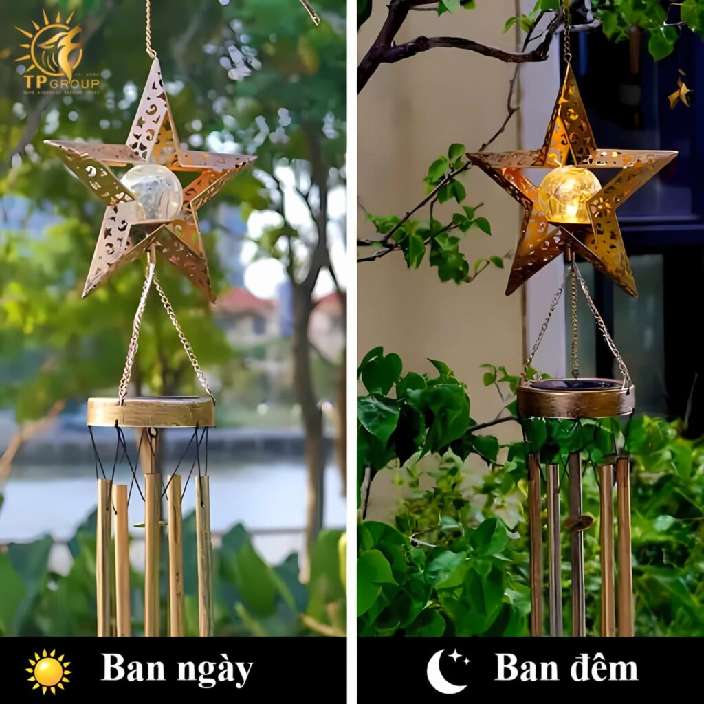 Đèn chuông gió hình ngôi sao năng lượng mặt trời ZN6504