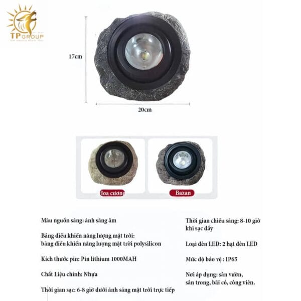 Đèn viên đá chiếu sáng cảnh quan sân vườn ZS2022 - Hình ảnh 17