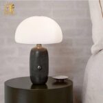 Đèn Bàn Cao Cấp Hình Nấm Cá Tính Bằng Đá Cẩm Thạch và Thủy Tinh TP_DB582