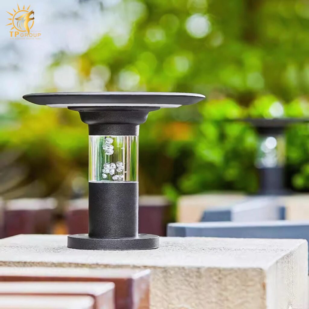 Đèn trụ cổng tròn năng lượng mặt trời hiện đại AF3734