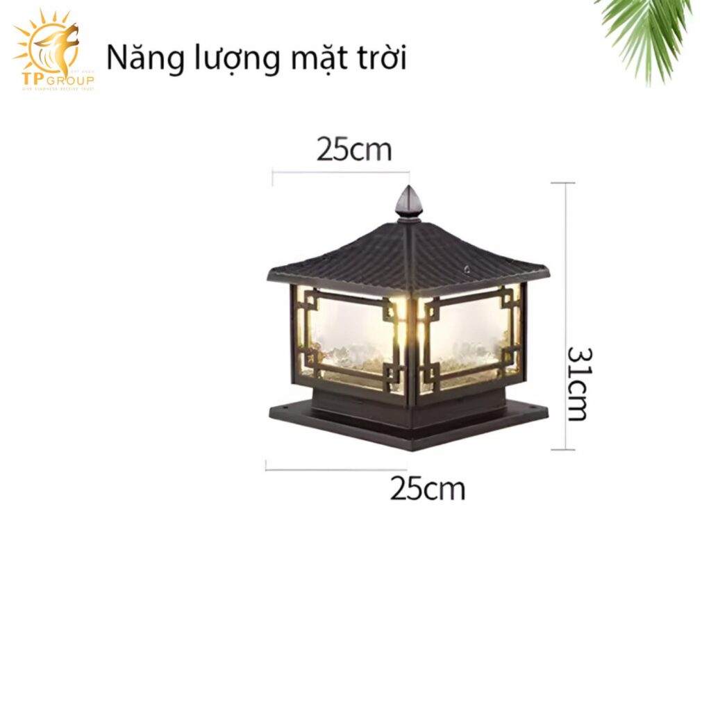 Đèn trụ năng lượng mặt trời hình ngôi đình cổ QQ8731