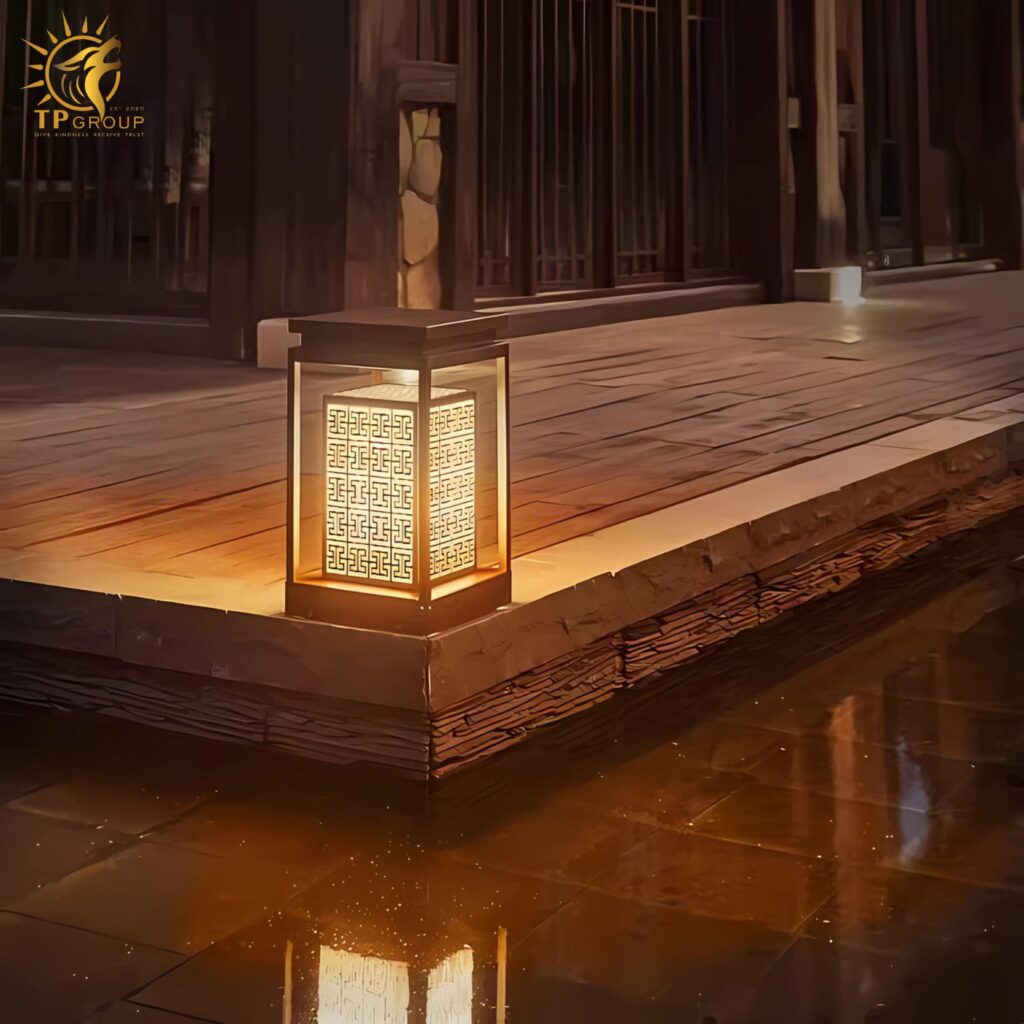 Đèn trụ sân vườn khối chữ nhật họa tiết Á Đông ACM401 15 Đèn trụ sân vườn khối chữ nhật họa tiết Á Đông ACM401