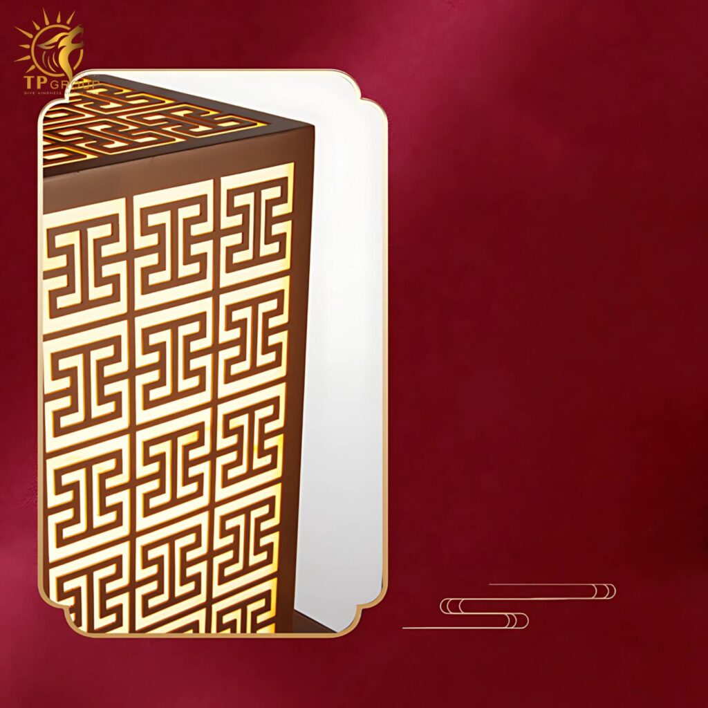 Đèn trụ sân vườn khối chữ nhật họa tiết Á Đông ACM401 12 Đèn trụ sân vườn khối chữ nhật họa tiết Á Đông ACM401