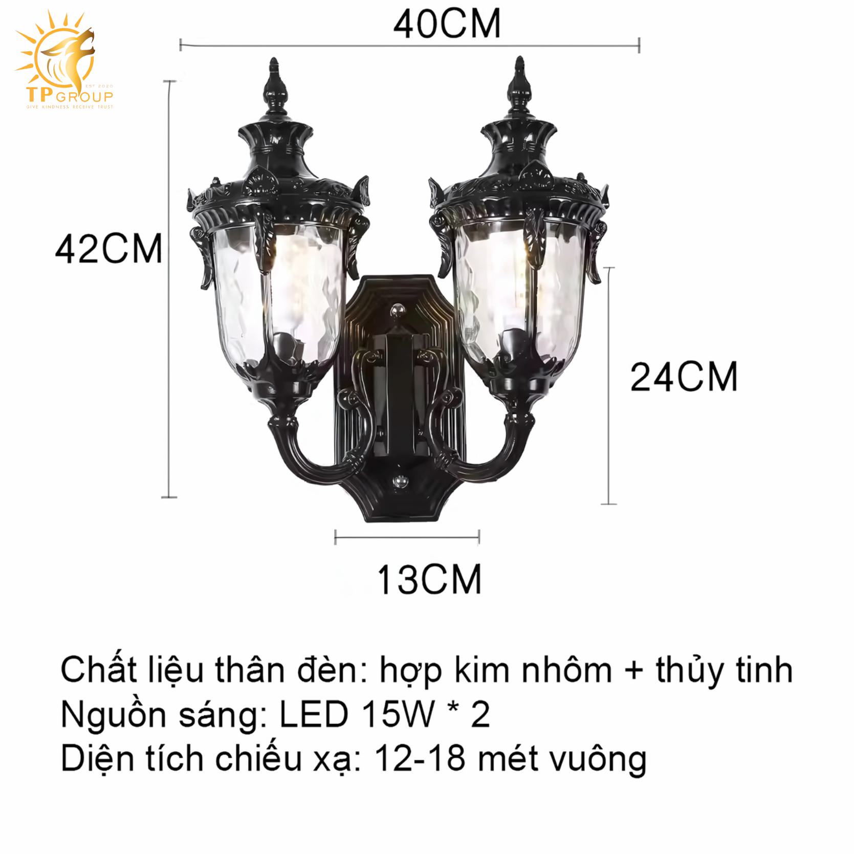 Đèn tường biệt thự hai đầu hoa văn cổ điển XD6144 2 Đèn tường biệt thự hai đầu hoa văn cổ điển XD6144