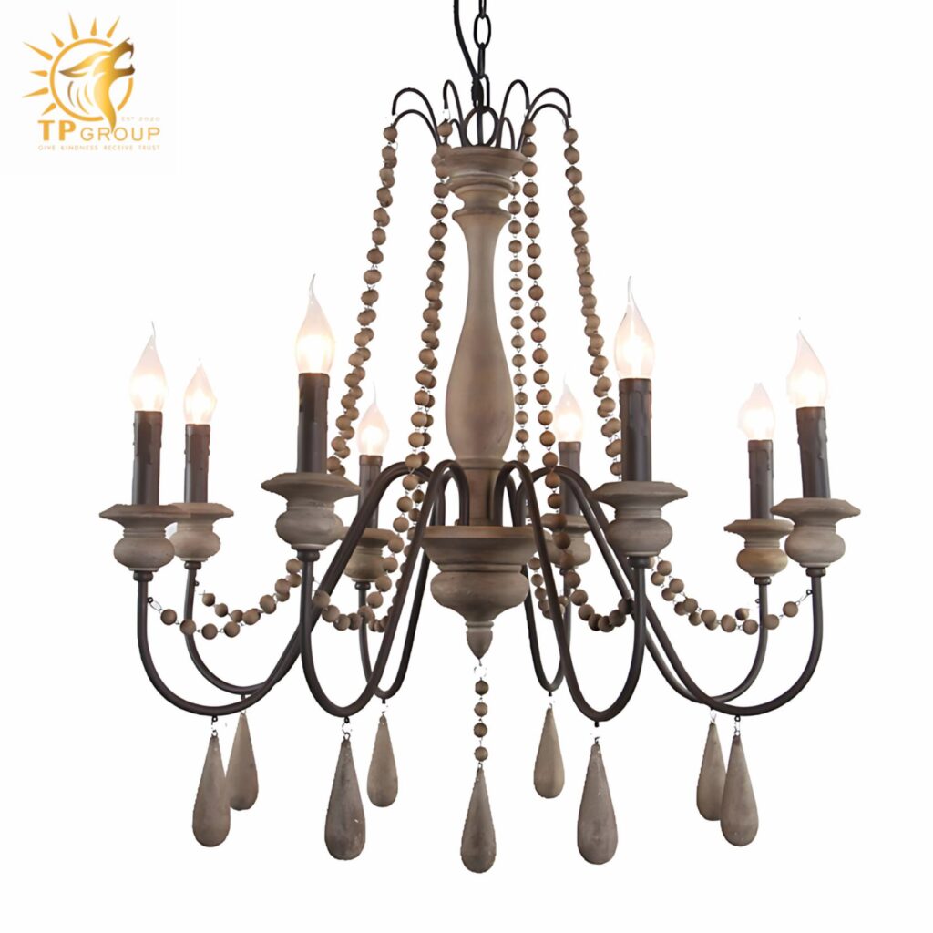 Đèn chùm phòng khách cổ điển Mỹ sắt gỗ nguyên khối cổ điển TPDC003 27 Đèn chùm phòng khách cổ điển Mỹ sắt gỗ nguyên khối cổ điển TPDC003