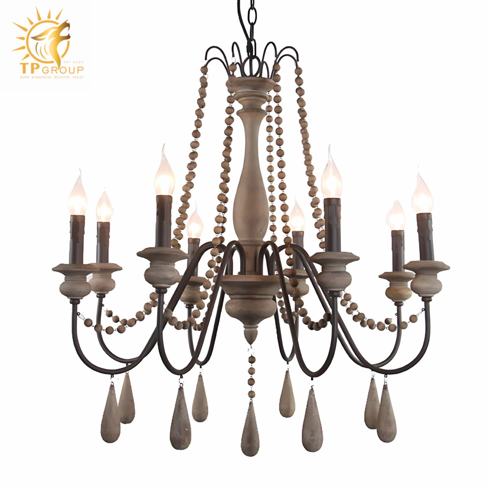Đèn chùm phòng khách cổ điển Mỹ sắt gỗ nguyên khối cổ điển TPDC003 9 Đèn chùm phòng khách cổ điển Mỹ sắt gỗ nguyên khối cổ điển TPDC003