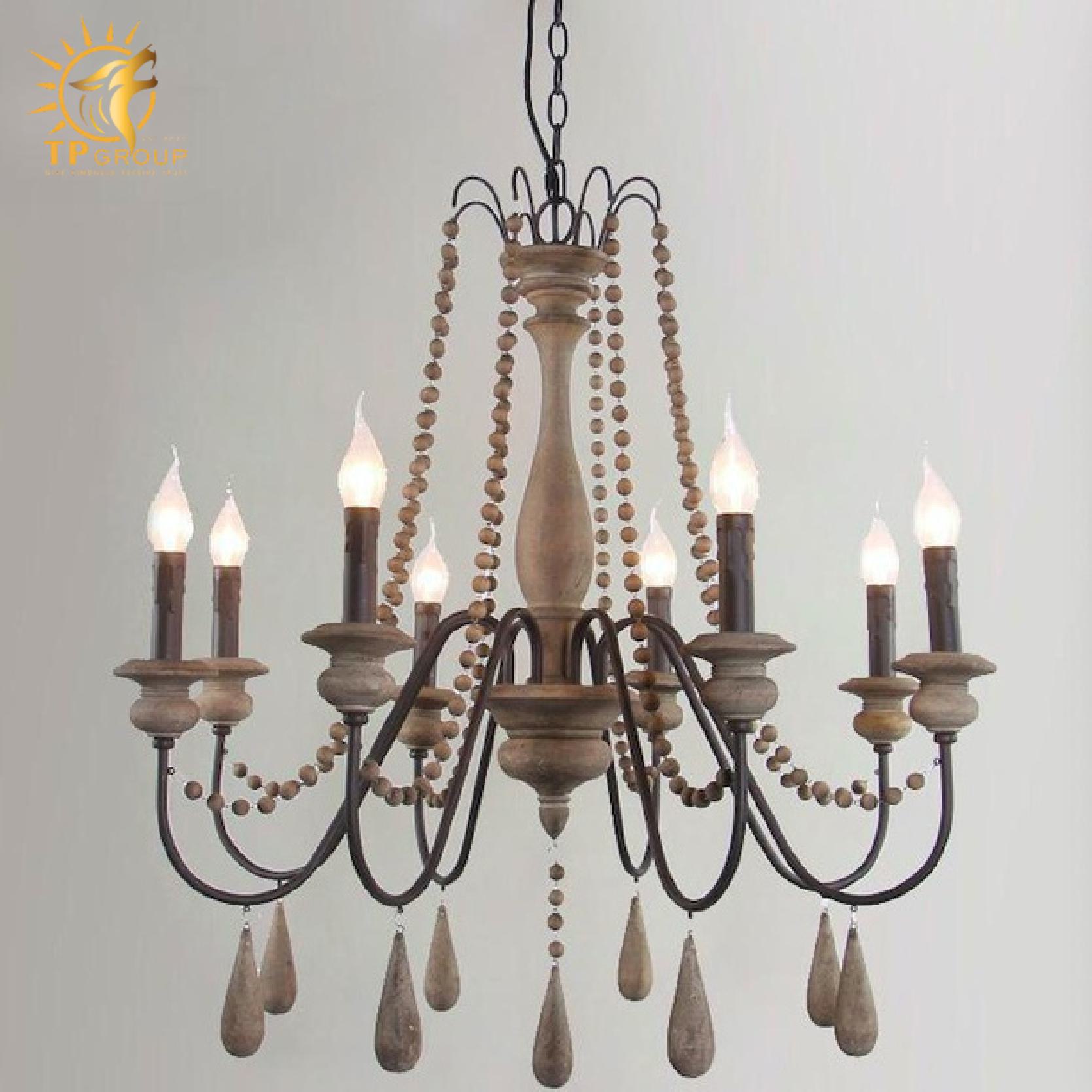 Đèn chùm phòng khách cổ điển Mỹ sắt gỗ nguyên khối cổ điển TPDC003 10 Đèn chùm phòng khách cổ điển Mỹ sắt gỗ nguyên khối cổ điển TPDC003