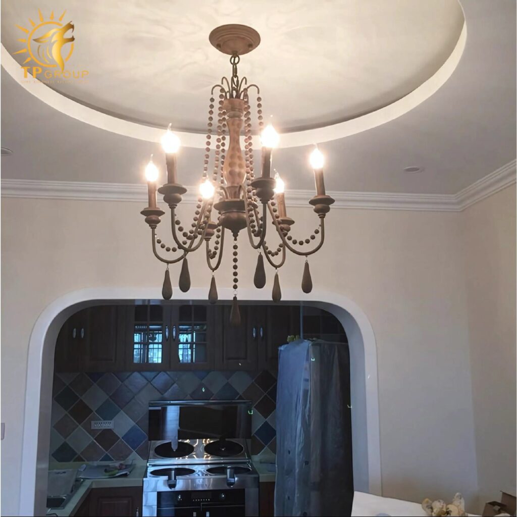 Đèn chùm phòng khách cổ điển Mỹ sắt gỗ nguyên khối cổ điển TPDC003 30 Đèn chùm phòng khách cổ điển Mỹ sắt gỗ nguyên khối cổ điển TPDC003