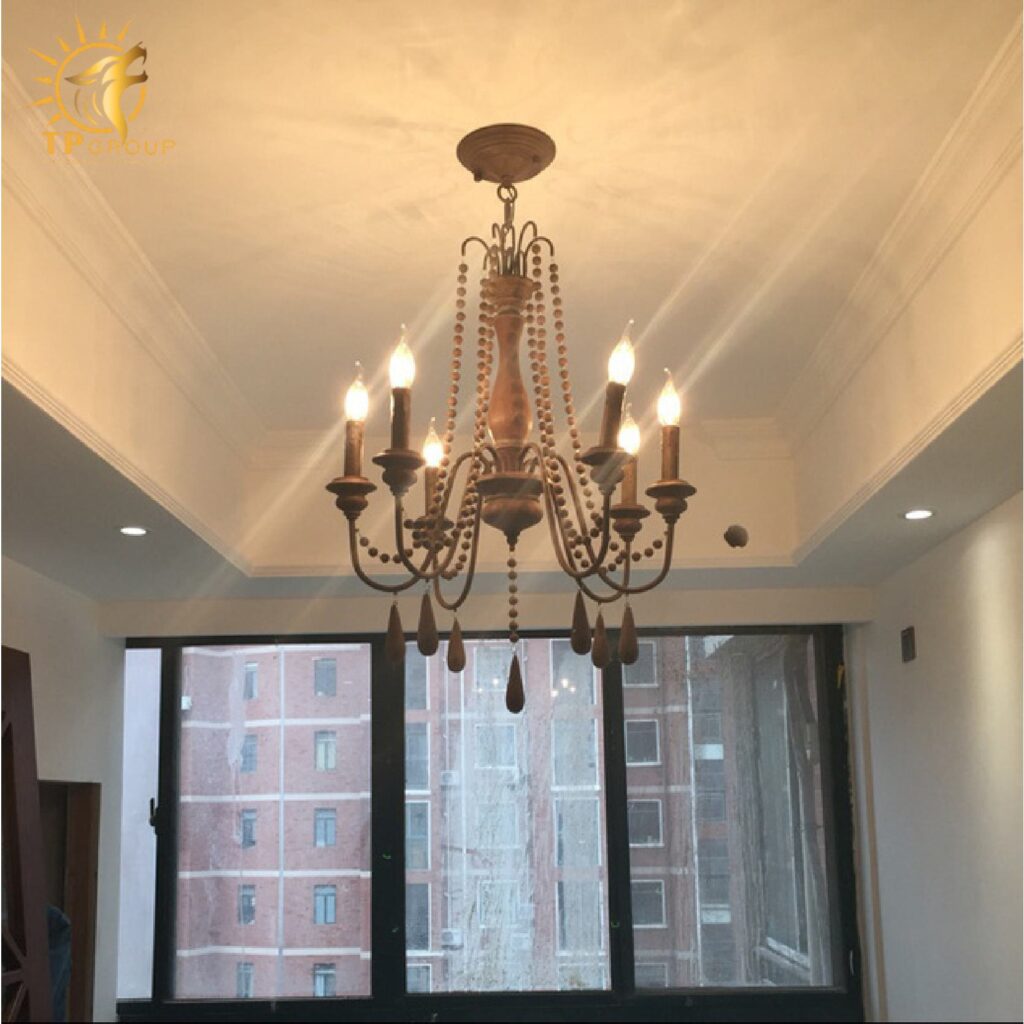 Đèn chùm phòng khách cổ điển Mỹ sắt gỗ nguyên khối cổ điển TPDC003 31 Đèn chùm phòng khách cổ điển Mỹ sắt gỗ nguyên khối cổ điển TPDC003