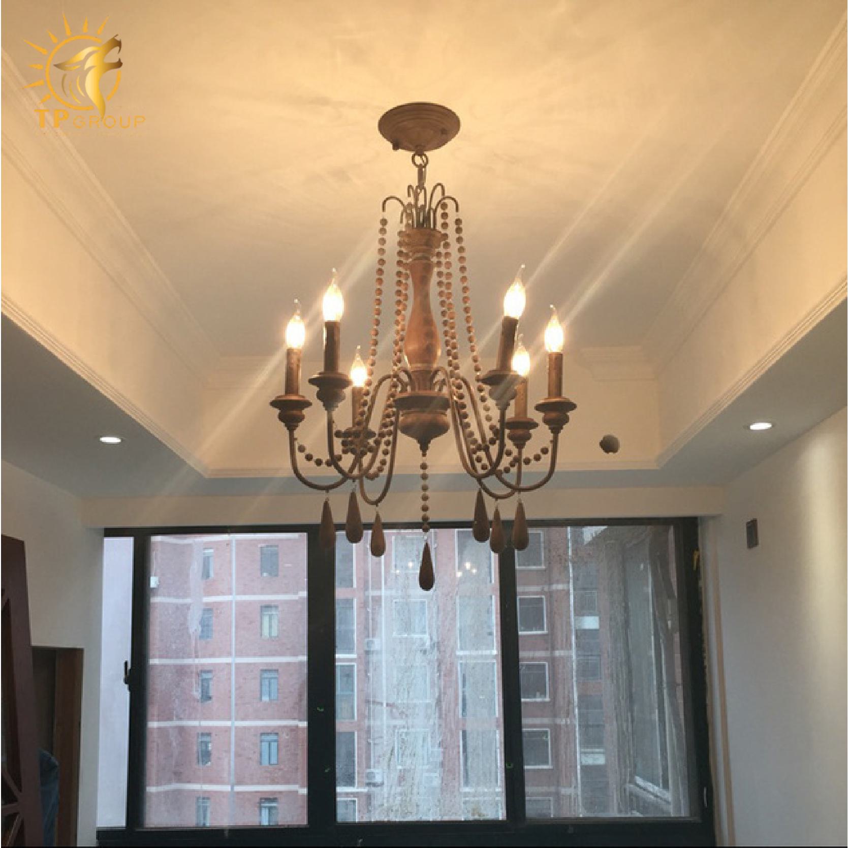 Đèn chùm phòng khách cổ điển Mỹ sắt gỗ nguyên khối cổ điển TPDC003 15 Đèn chùm phòng khách cổ điển Mỹ sắt gỗ nguyên khối cổ điển TPDC003
