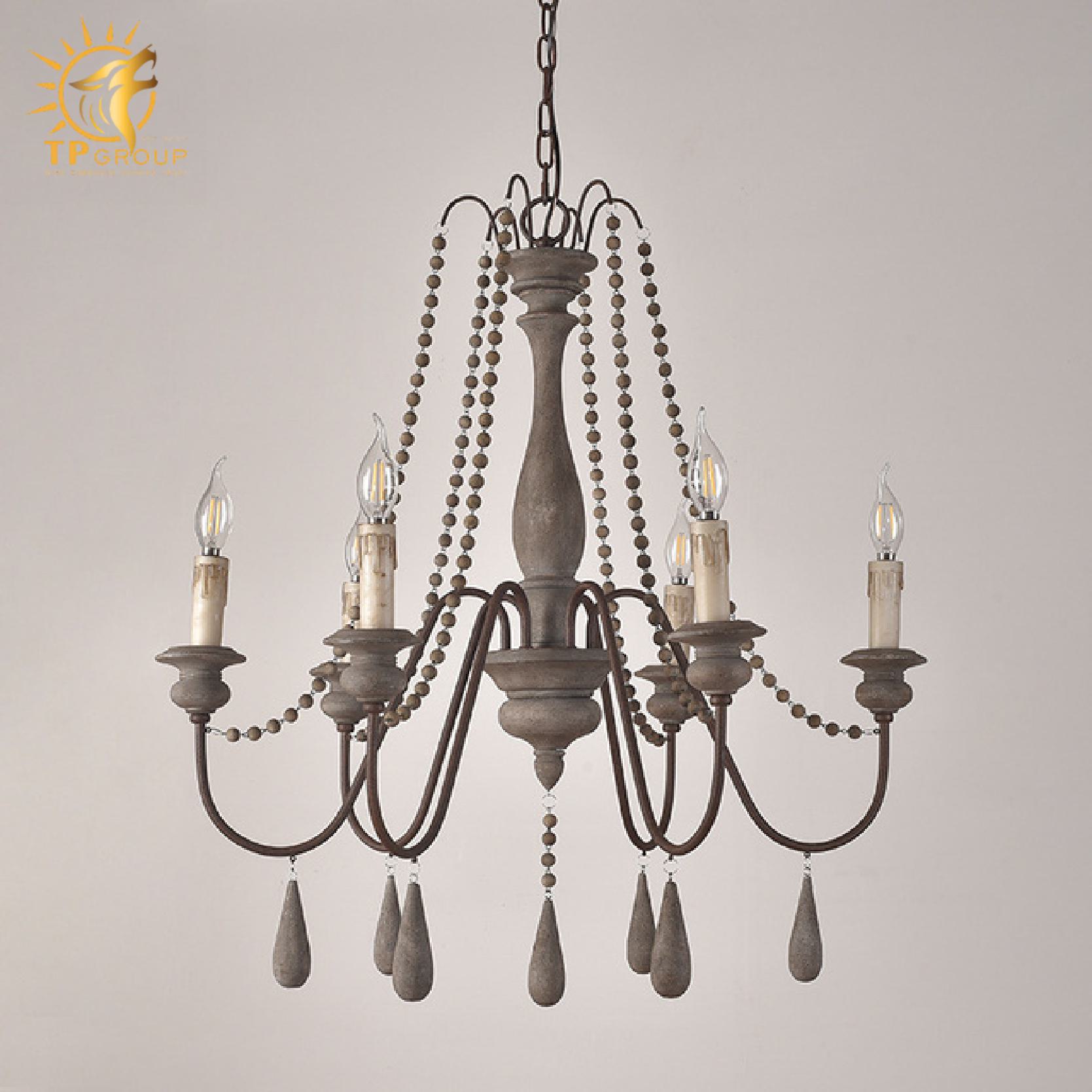 Đèn chùm phòng khách cổ điển Mỹ sắt gỗ nguyên khối cổ điển TPDC003 6 Đèn chùm phòng khách cổ điển Mỹ sắt gỗ nguyên khối cổ điển TPDC003