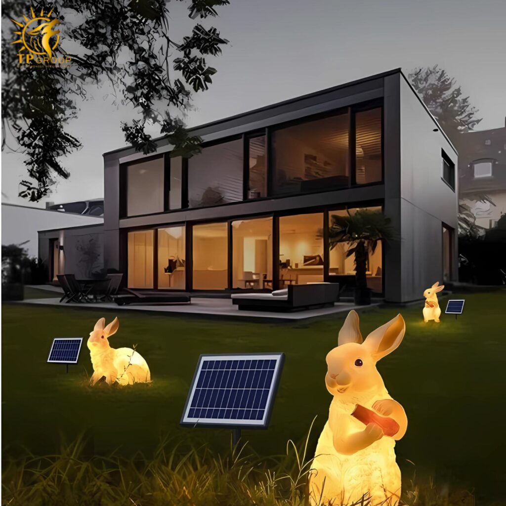 Đèn led mô hình thỏ trắng trang trí sân vườn HK558