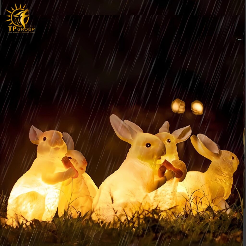 Đèn led mô hình thỏ trắng trang trí sân vườn HK558