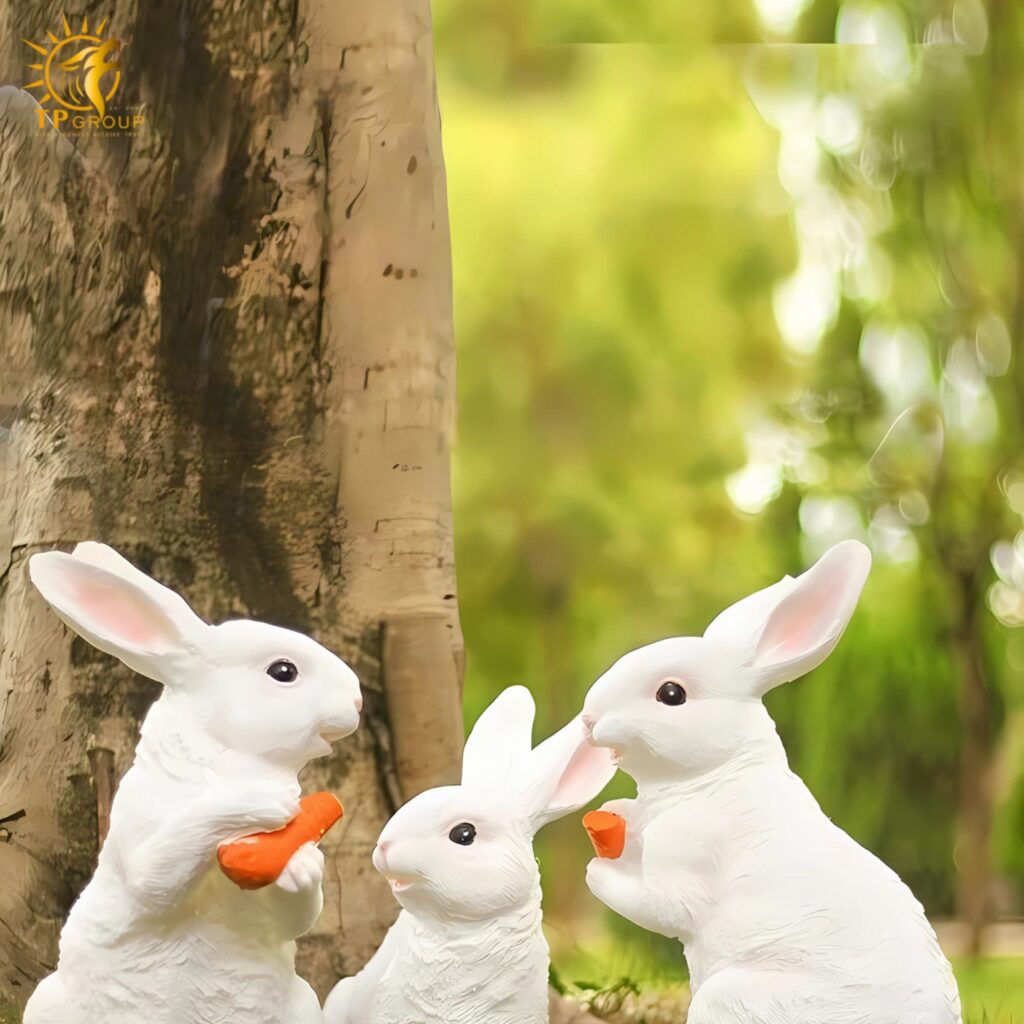 Đèn led mô hình thỏ trắng trang trí sân vườn HK558