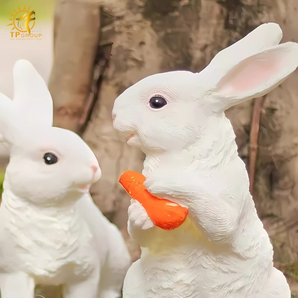 Đèn led mô hình thỏ trắng trang trí sân vườn HK558