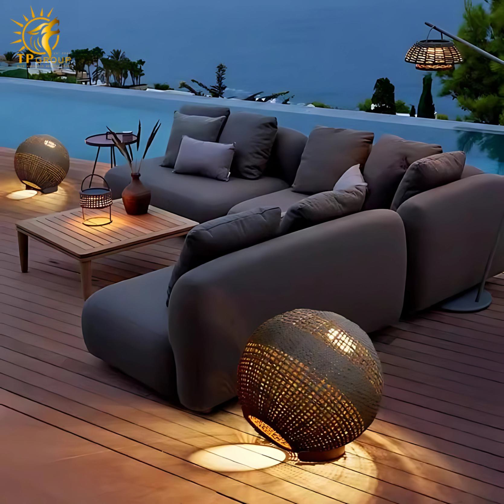 Đèn sàn hình cầu C9005 6 Đèn sàn ngoài trời hình cầu decor sân vườn C9005