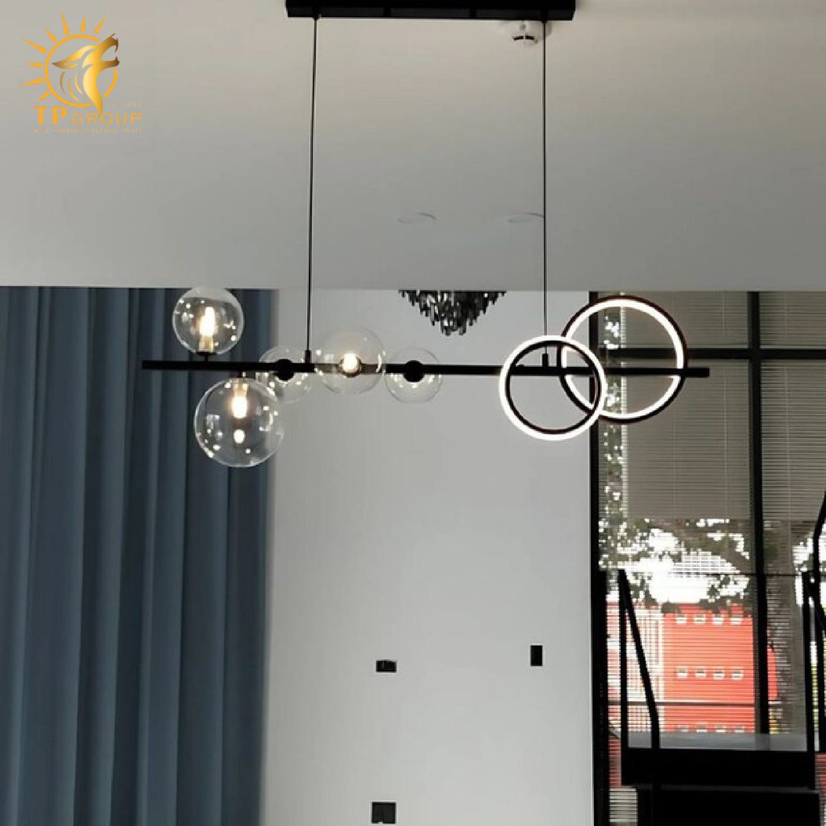 Đèn thả decor phòng bóng thuỷ tinh thân đen hiện đại TTK118 7 Đèn thả decor phòng bóng thuỷ tinh thân đen hiện đại TTK118