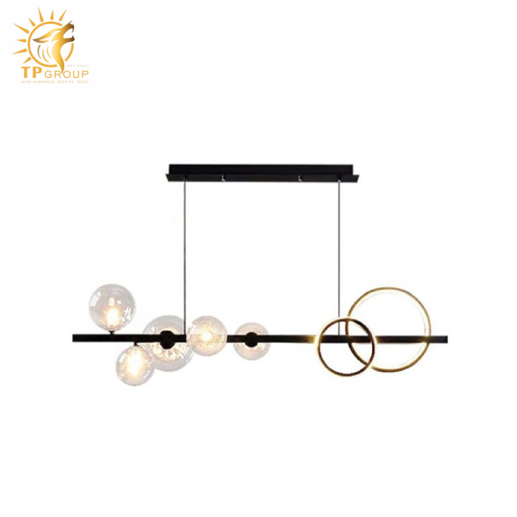 Đèn thả decor phòng bóng thuỷ tinh thân đen hiện đại TTK118 8 Đèn thả decor phòng bóng thuỷ tinh thân đen hiện đại TTK118