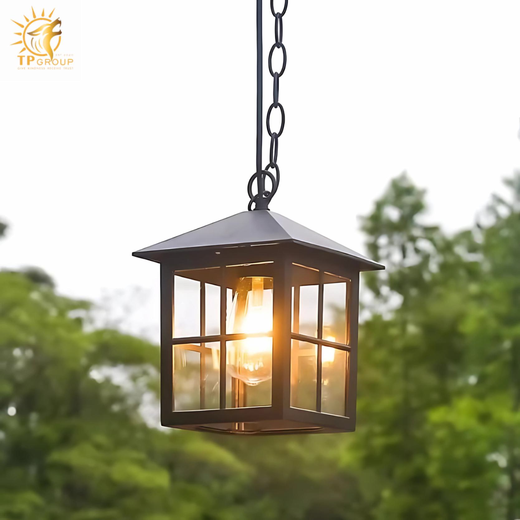 Đèn thả mái hiên hành lang thủy tinh DD016