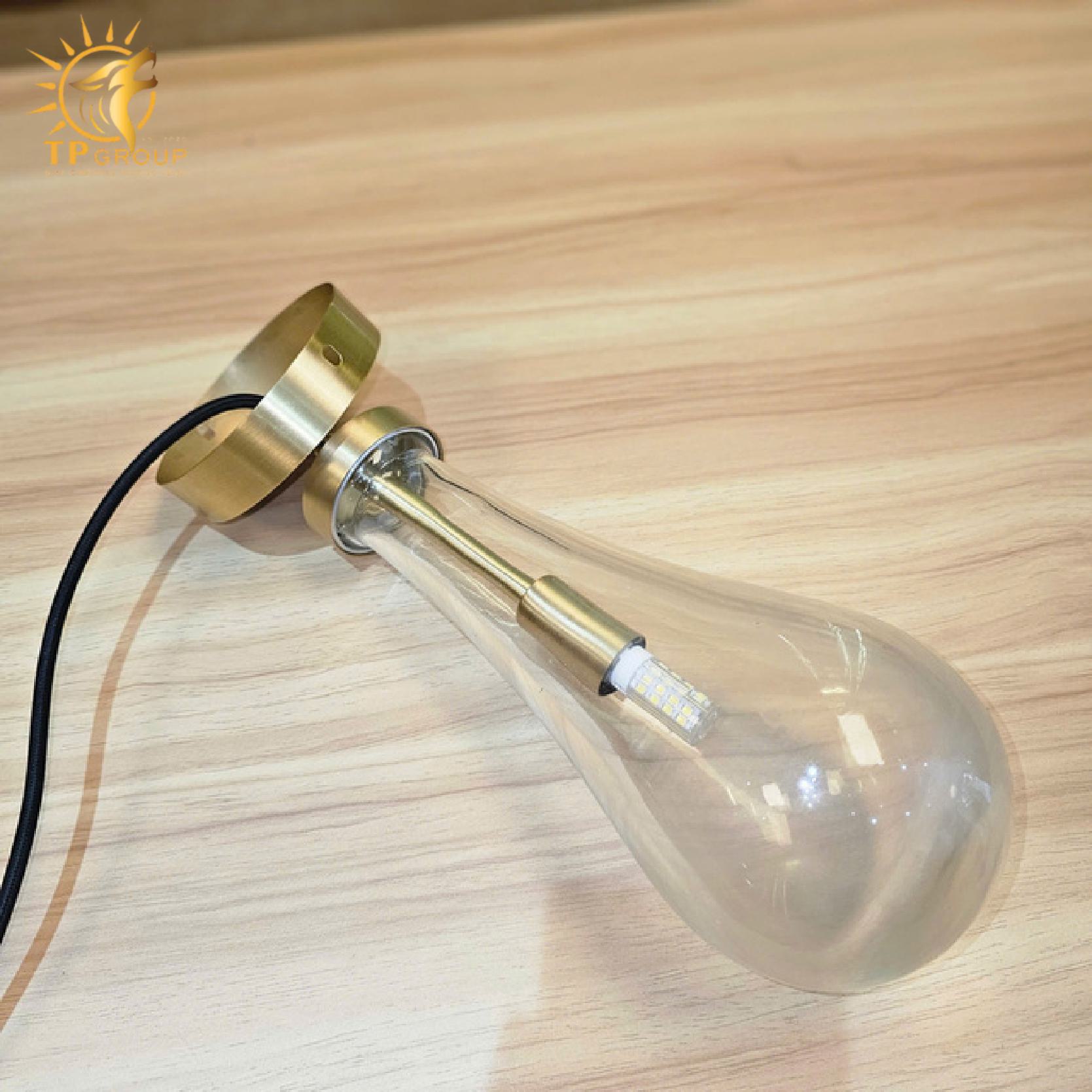 Đèn thả trần đầu giường thủy tinh đế đồng HL950 7 Đèn thả trần đầu giường thủy tinh đế đồng HL950