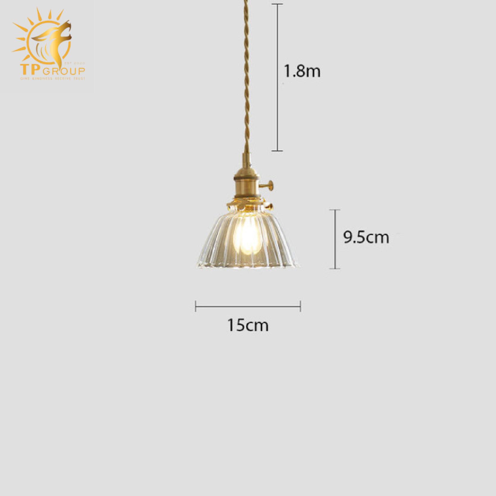 Đèn thả trần thuỷ tinh kiểu rustic đế đồng XL6932G 10 Đèn thả trần thuỷ tinh kiểu rustic đế đồng XL6932G