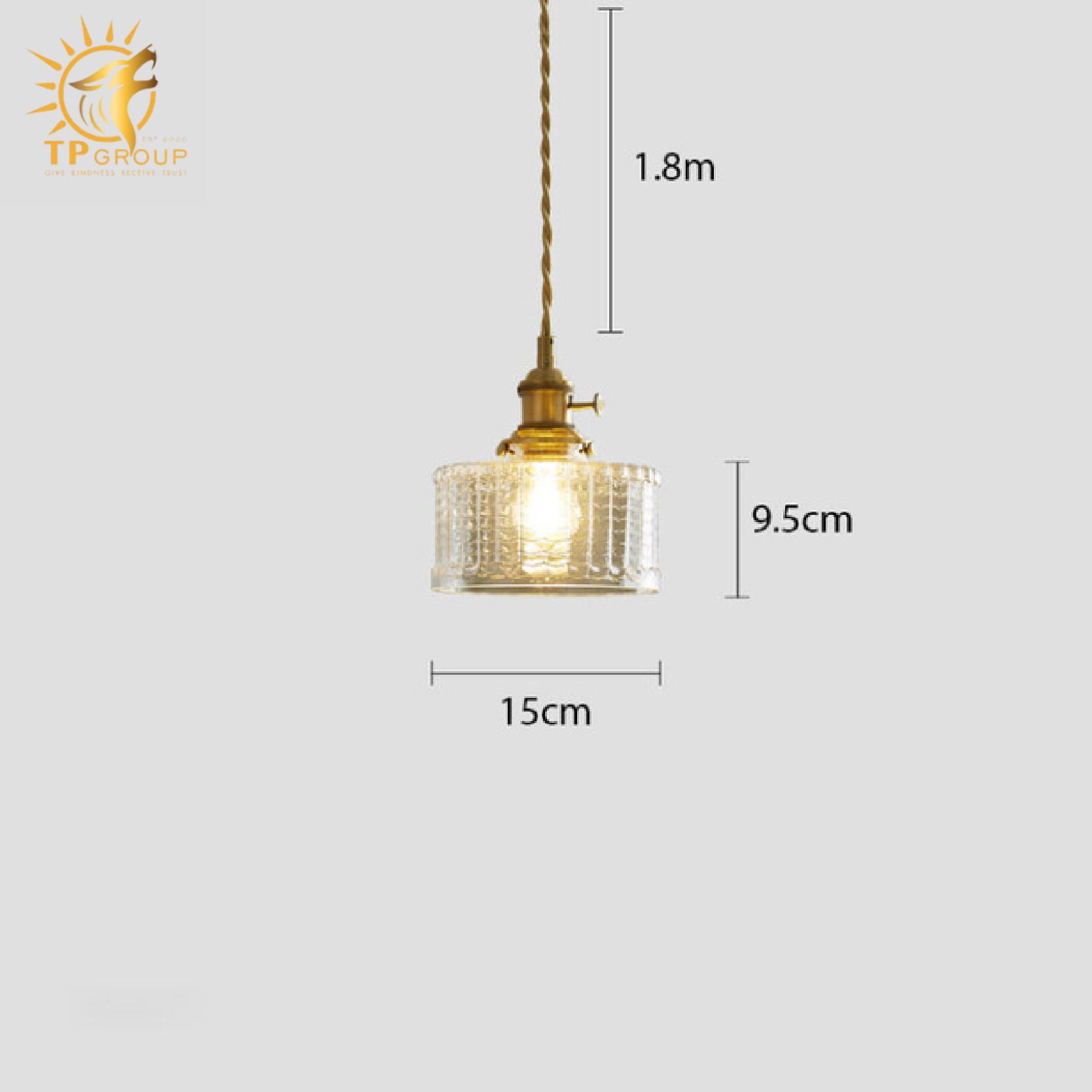 Đèn thả trần thuỷ tinh kiểu rustic đế đồng XL6932G 8 Đèn thả trần thuỷ tinh kiểu rustic đế đồng XL6932G