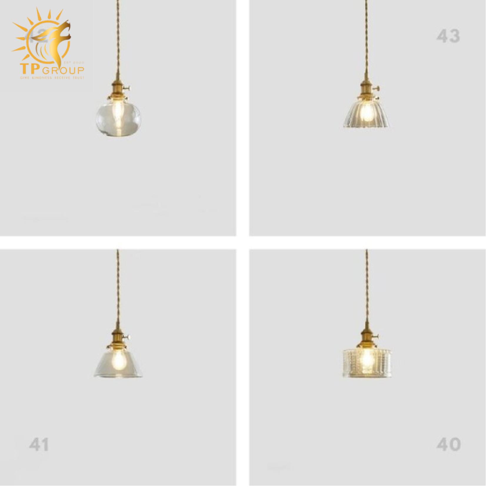 Đèn thả trần thuỷ tinh kiểu rustic đế đồng XL6932G 6 Đèn thả trần thuỷ tinh kiểu rustic đế đồng XL6932G