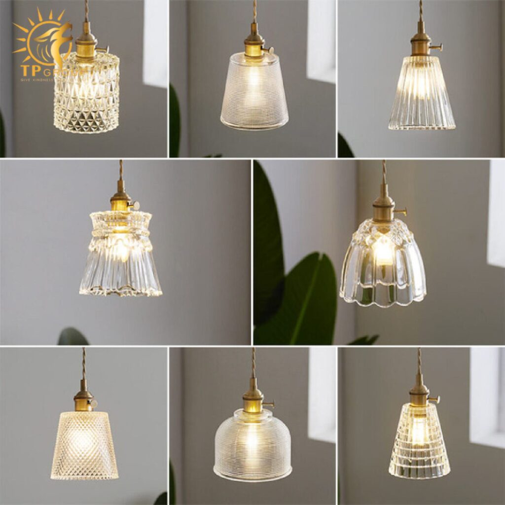 Đèn thả trần thuỷ tinh kiểu rustic đế đồng XL6932G 15 Đèn thả trần thuỷ tinh kiểu rustic đế đồng XL6932G