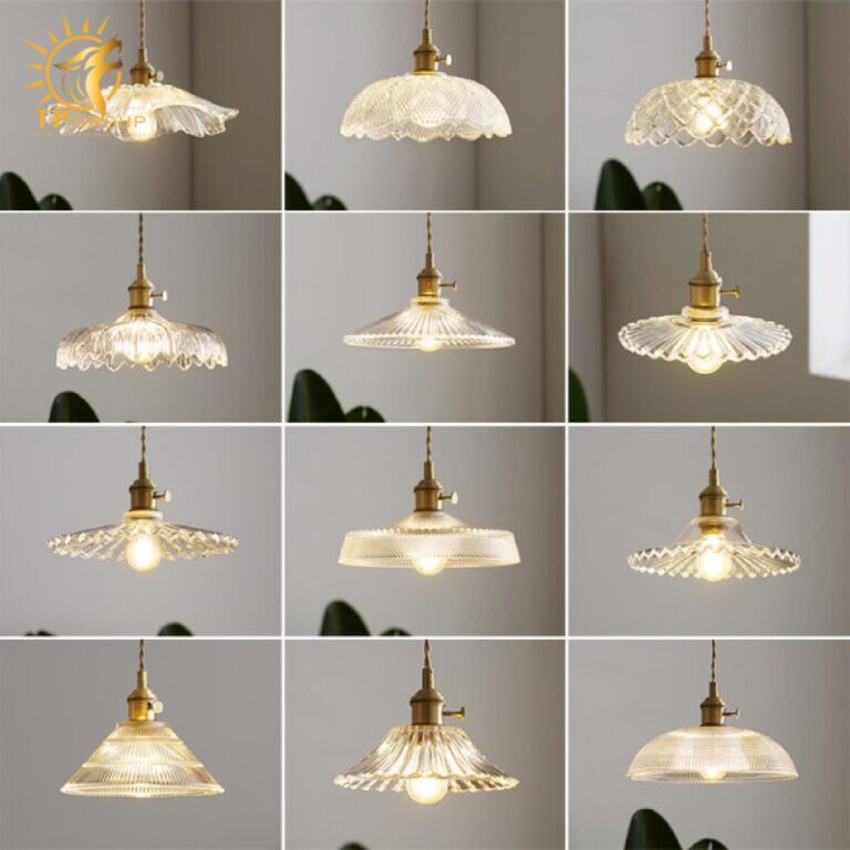 Đèn thả trần thuỷ tinh kiểu rustic đế đồng XL6932G