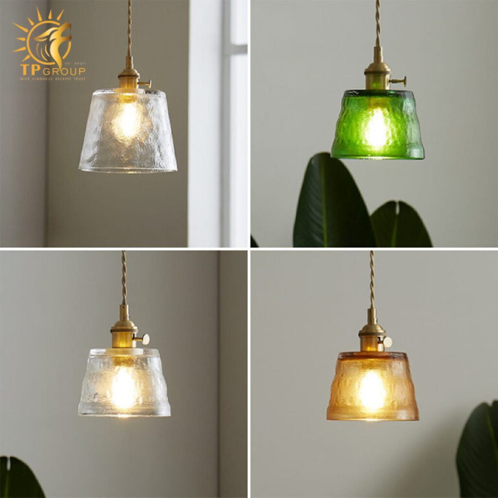 Đèn thả trần thuỷ tinh kiểu rustic đế đồng XL6932G 13 Đèn thả trần thuỷ tinh kiểu rustic đế đồng XL6932G