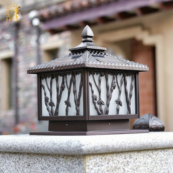 Đèn trụ cổng trang trí họa tiết thân tre ZTD043
