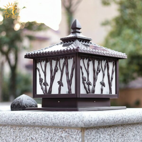 Đèn trụ cổng trang trí họa tiết thân tre ZTD043