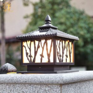Đèn trụ cổng trang trí họa tiết thân tre ZTD043