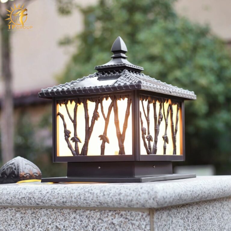 Đèn trụ cổng trang trí họa tiết thân tre ZTD043