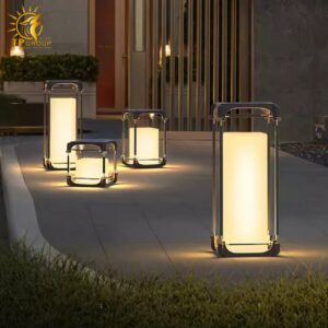 Đèn trụ sân vườn hình khối năng lượng mặt trời CZ3048