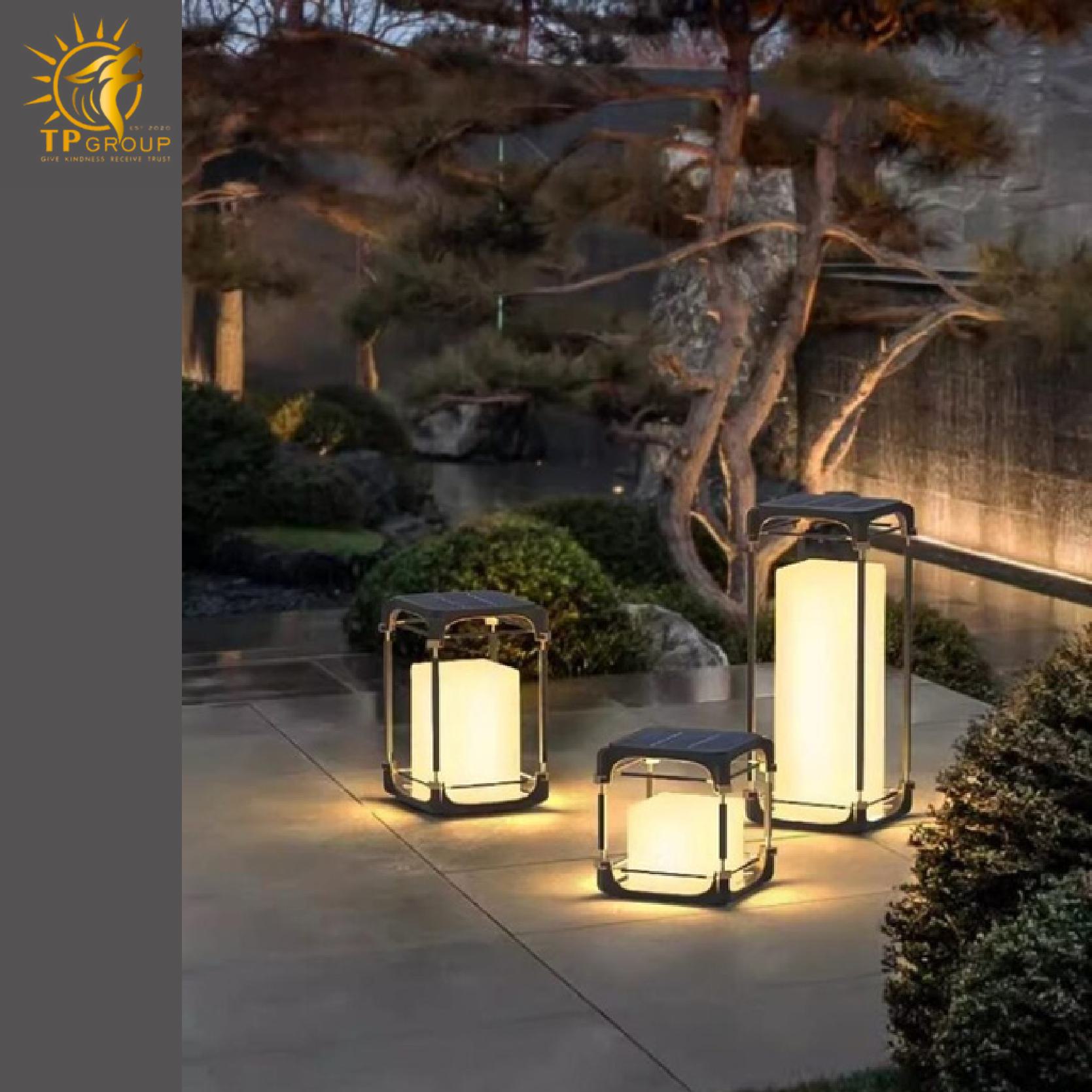 Đèn trụ sân vườn hình khối năng lượng mặt trời CZ3048 3 Đèn trụ sân vườn hình khối năng lượng mặt trời CZ3048