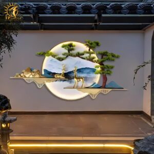 Đèn tường decor phong cảnh nai vàng BH6566