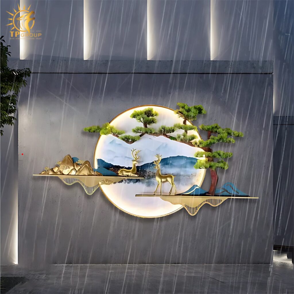 Đèn tường decor phong cảnh nai vàng BH6566 11 Đèn tường decor phong cảnh nai vàng BH6566