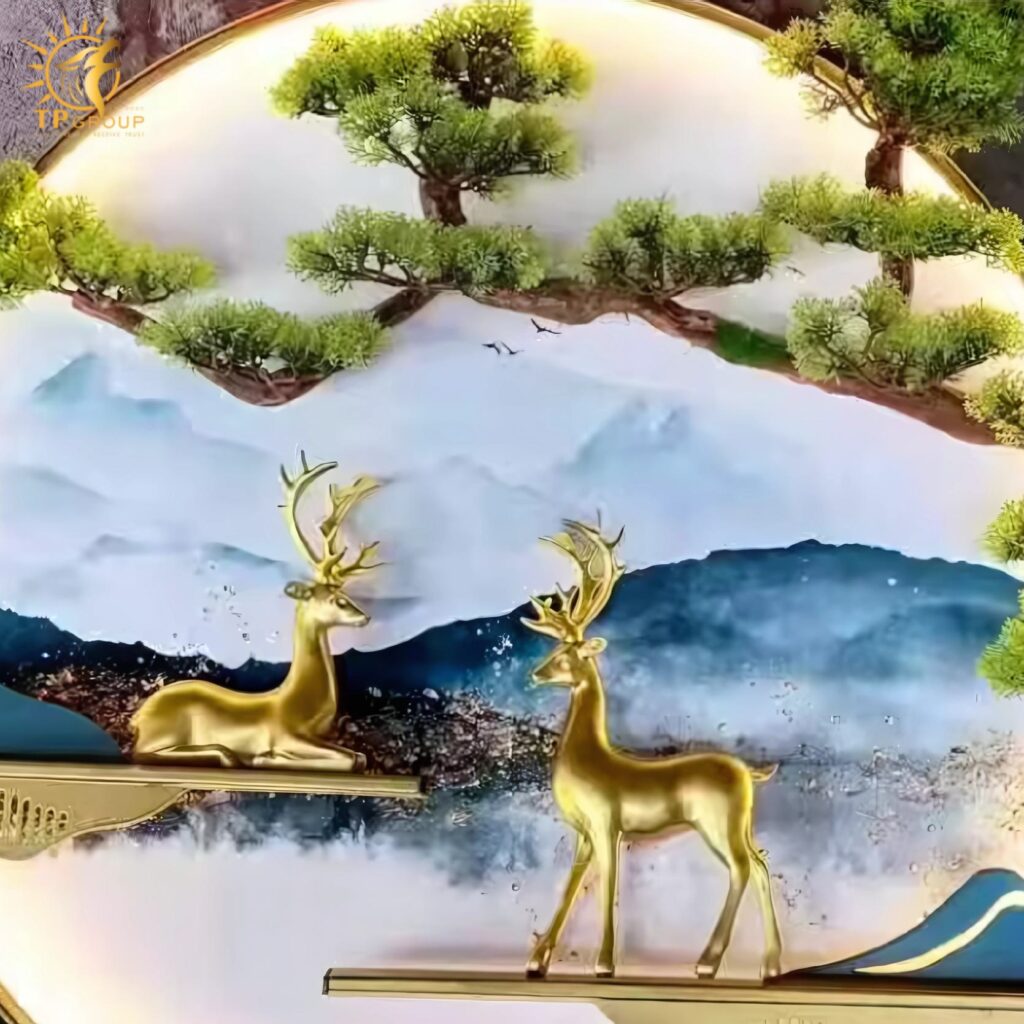 Đèn tường decor phong cảnh nai vàng BH6566 8 Đèn tường decor phong cảnh nai vàng BH6566