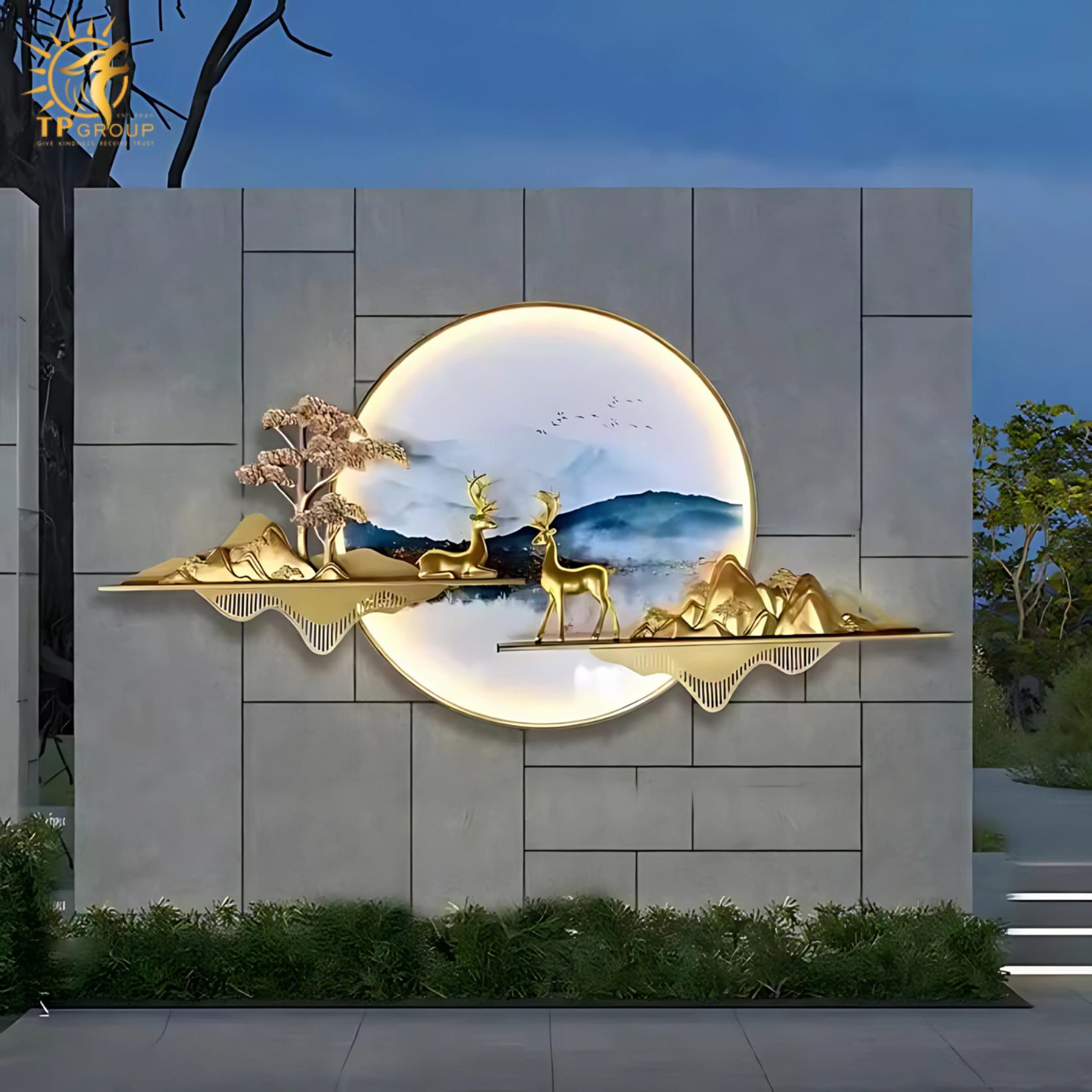 Đèn tường decor phong cảnh nai vàng BH6566 3 Đèn tường decor phong cảnh nai vàng BH6566