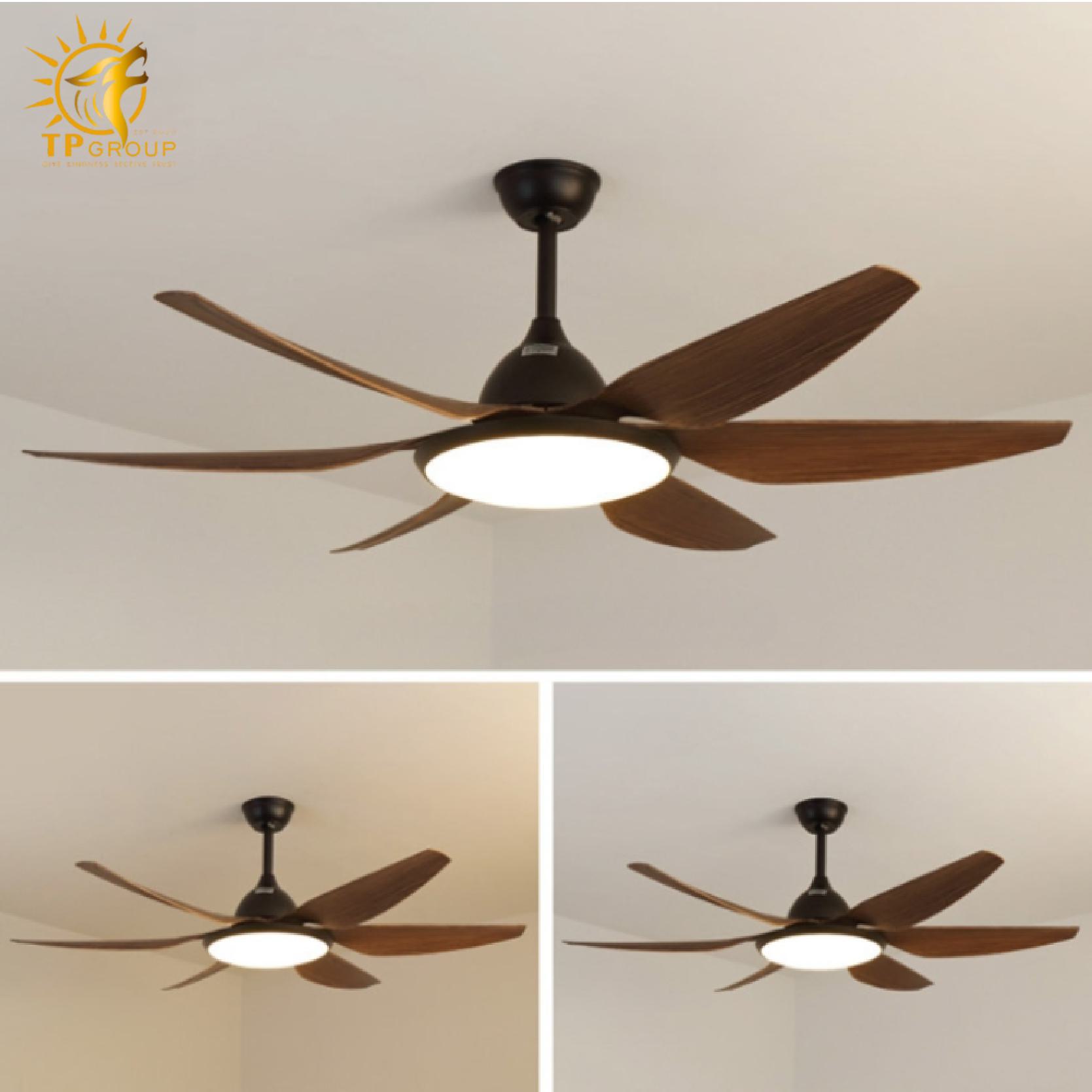 Quạt trần 6 cánh DCT Fan 118 màu gỗ 3 Quạt trần 6 cánh DCT Fan 118 màu gỗ