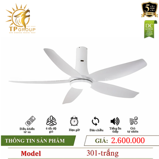 Quạt trần DCT Fan 301 trắng 4 Quạt trần DCT Fan 301 trắng