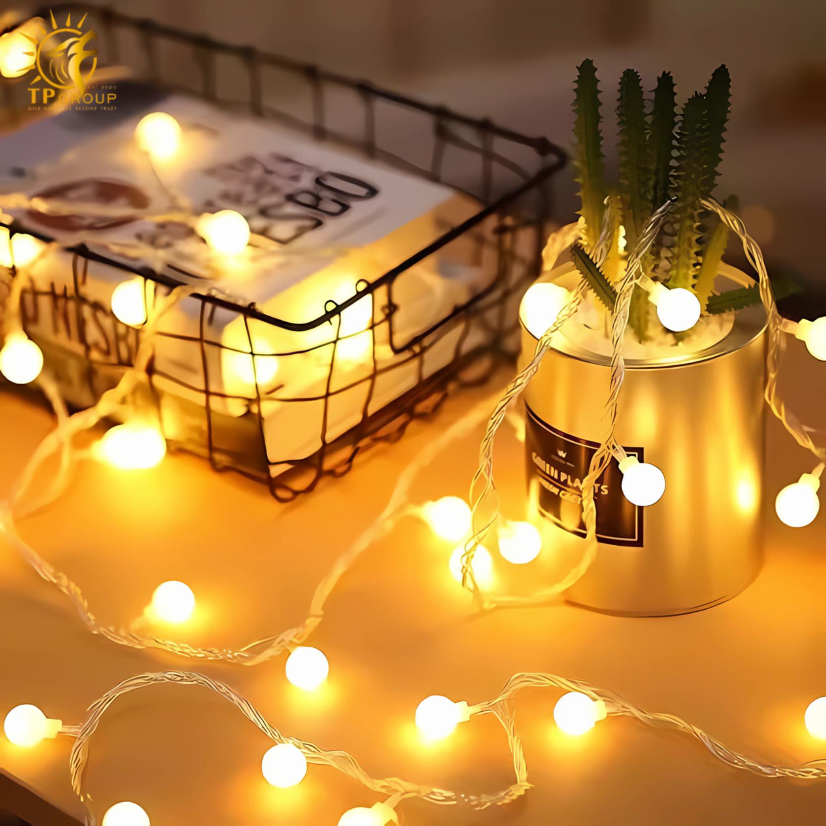 Dây đèn LED hạt bi trắng decor tiệc ngoài trời LS2021