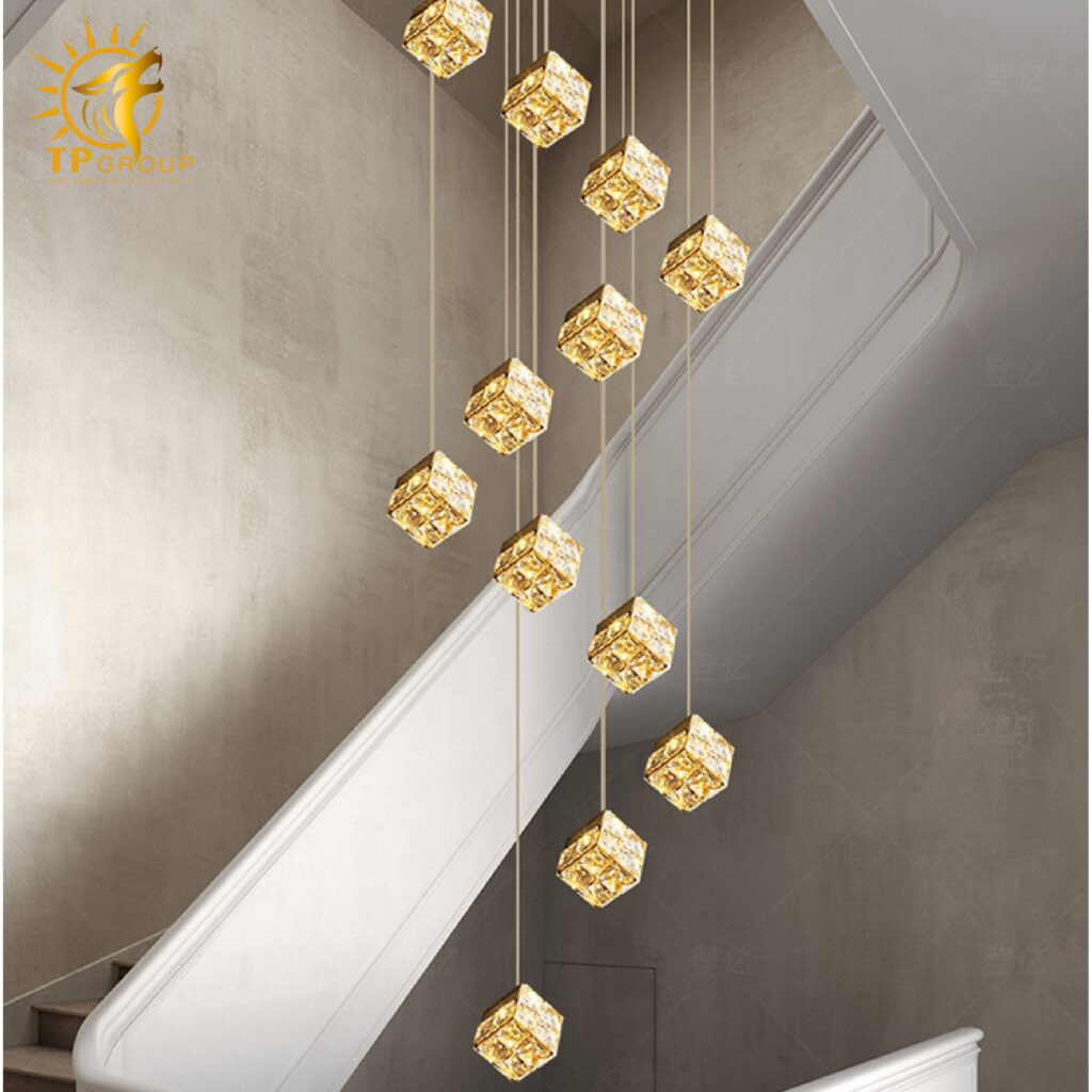 Đèn Thả Trần Lắp Phòng Khách, Phòng Ngủ, Thông Tầng Cầu Thang Hiện Đại Chất Liệu Pha Lê TL1618 