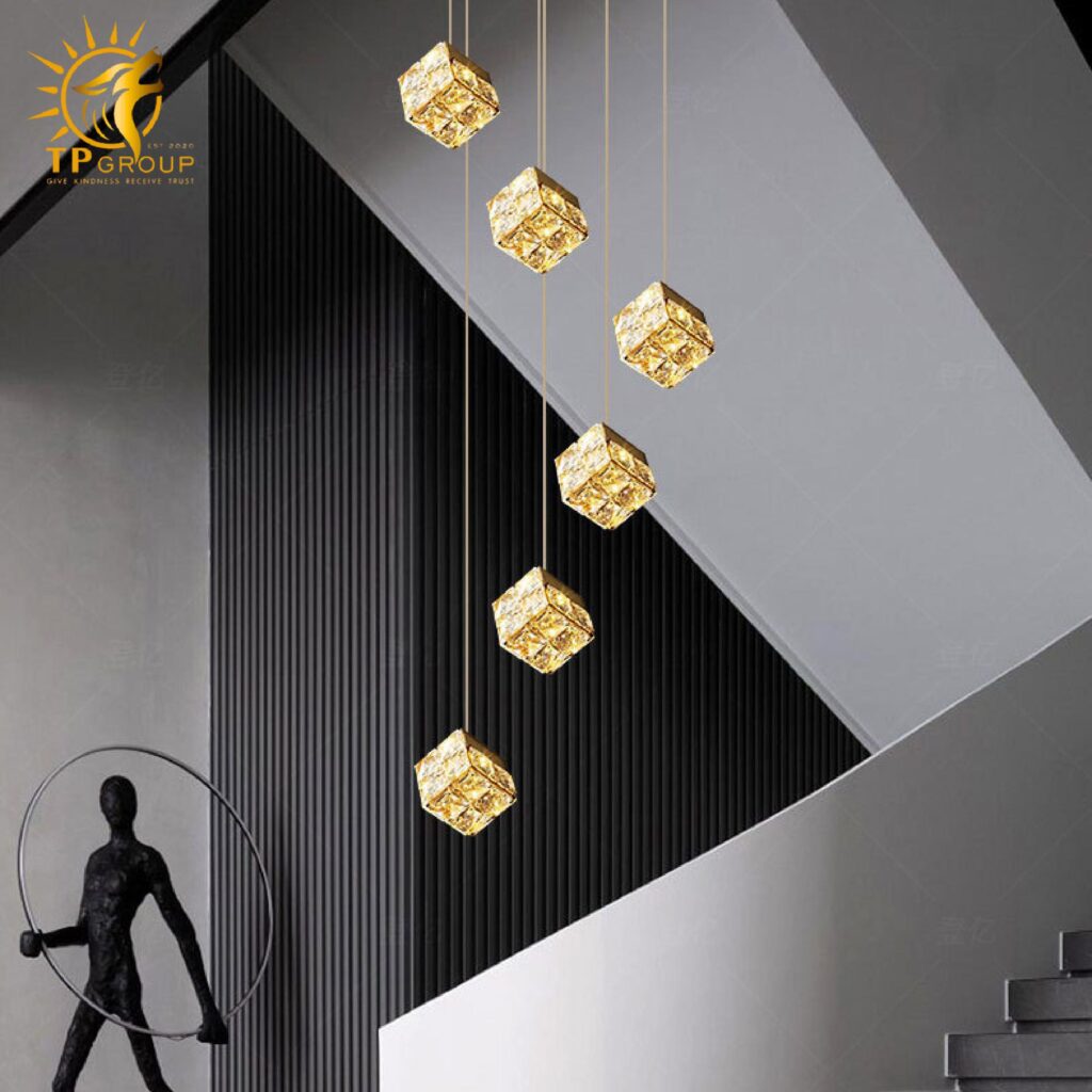 Đèn Thả Trần Lắp Phòng Khách, Phòng Ngủ, Thông Tầng Cầu Thang Hiện Đại Chất Liệu Pha Lê TL1618 