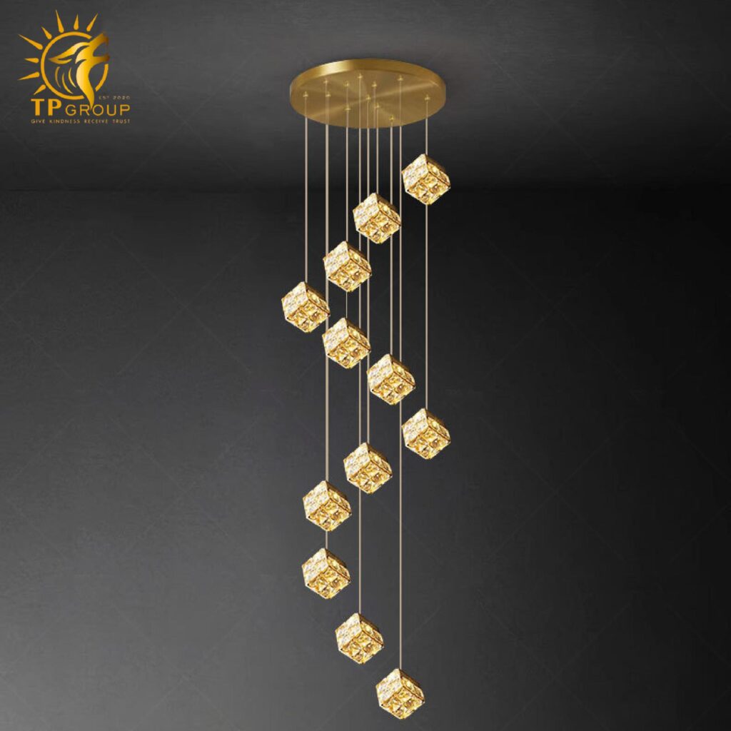 Đèn Thả Trần Lắp Phòng Khách, Phòng Ngủ, Thông Tầng Cầu Thang Hiện Đại Chất Liệu Pha Lê TL1618 