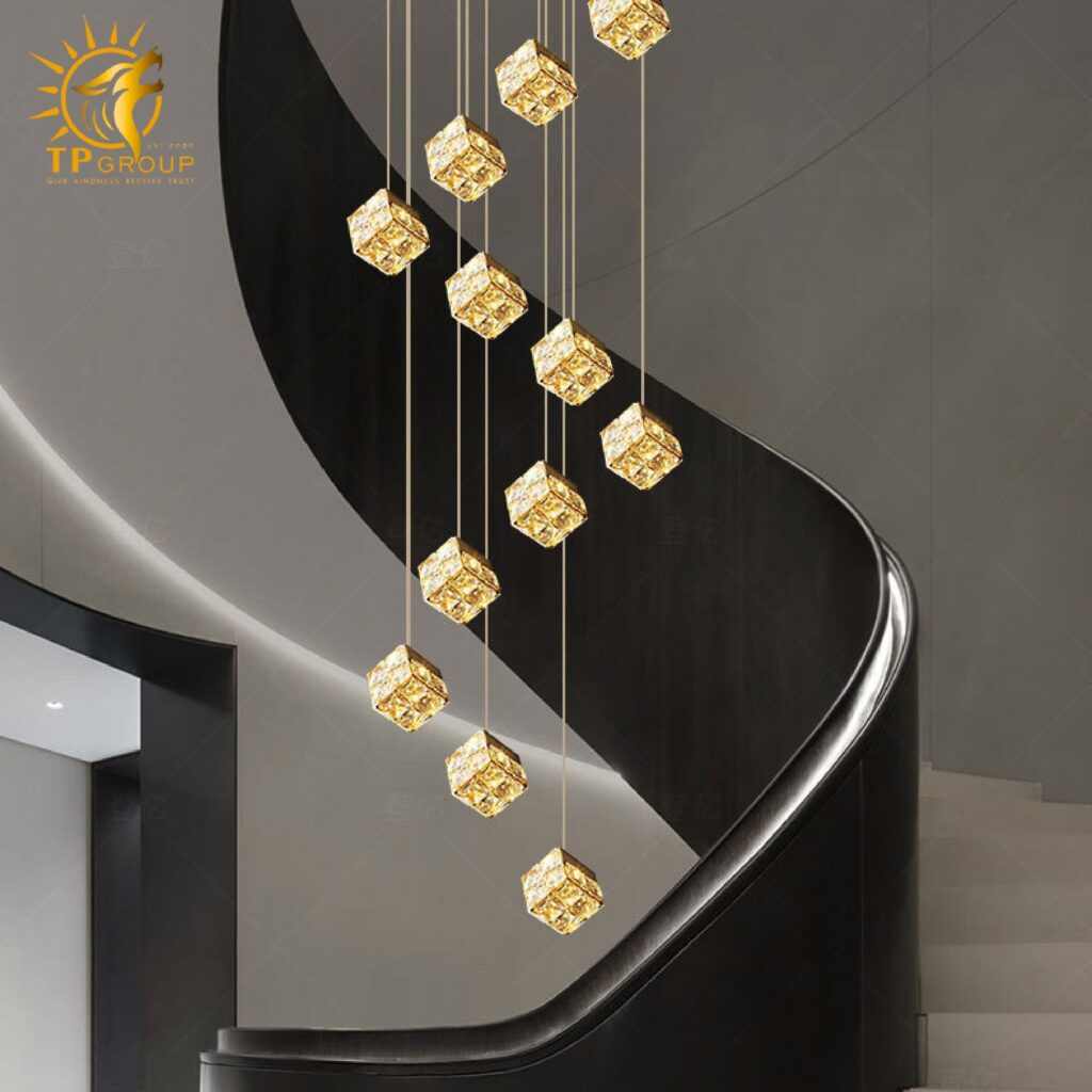 Đèn Thả Trần Lắp Phòng Khách, Phòng Ngủ, Thông Tầng Cầu Thang Hiện Đại Chất Liệu Pha Lê TL1618 
