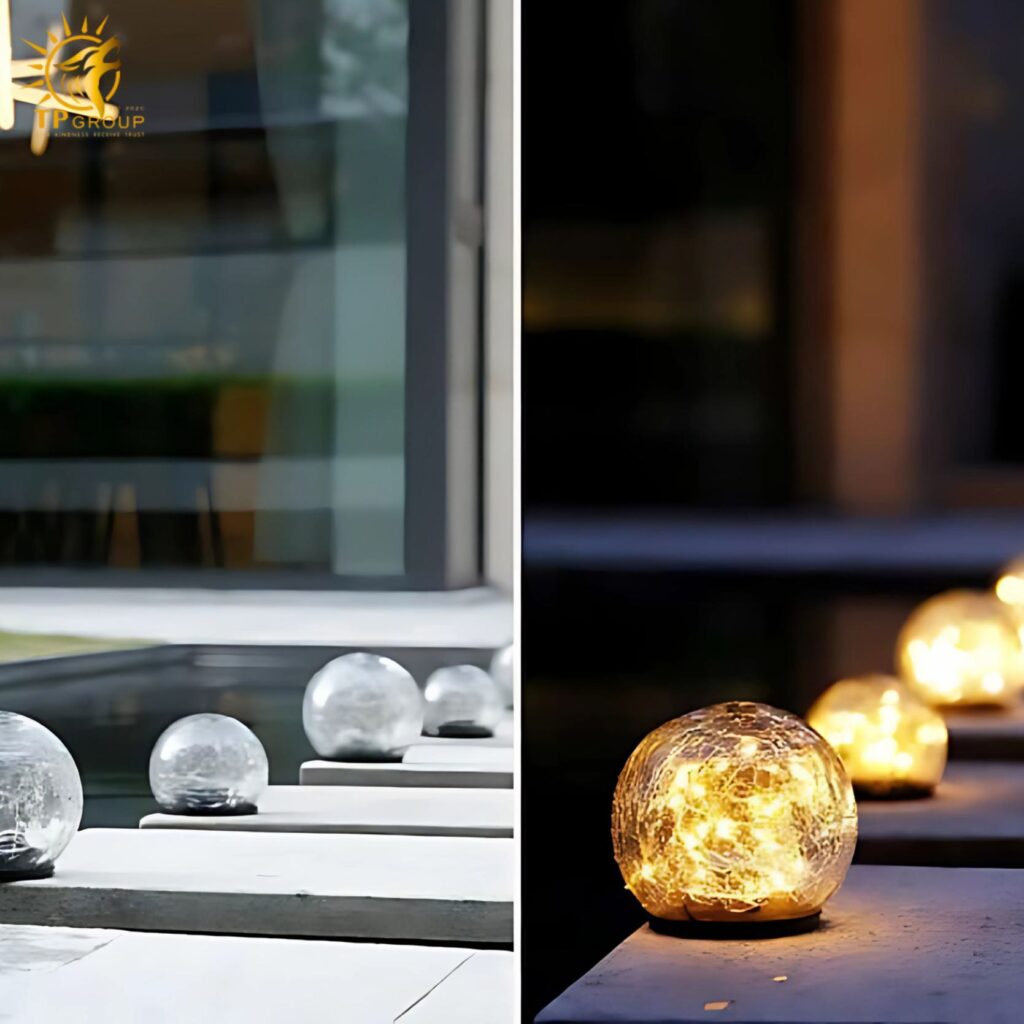 Đèn led cỏ quả cầu thủy tinh năng lượng mặt trời ME3320
