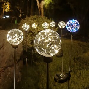 Đèn led cỏ quả cầu thủy tinh năng lượng mặt trời ME3320
