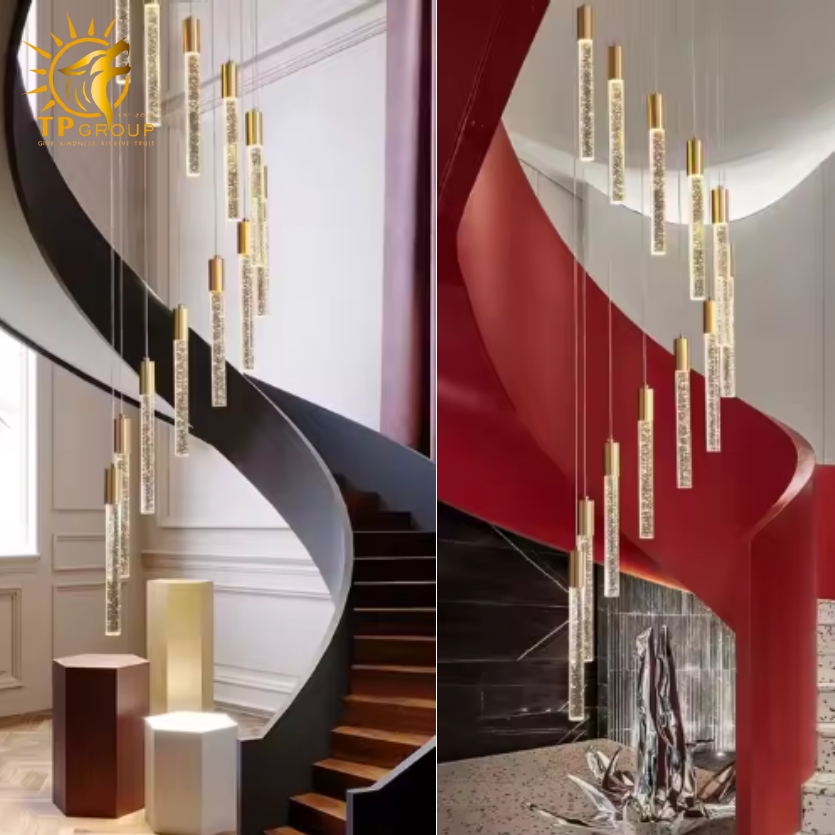 Đèn thả thông tầng thủy tinh hiện đại TH8297/25 8 Đèn thả thông tầng thủy tinh hiện đại TH8297